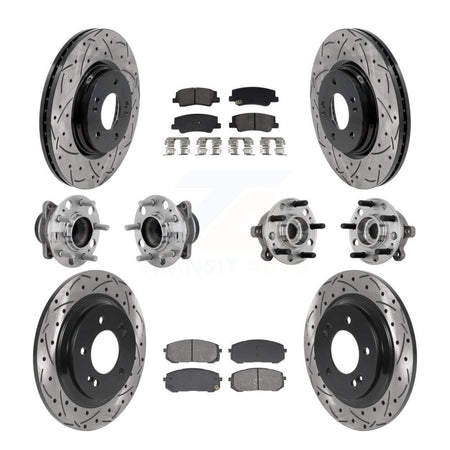 Front Rear Hub Bearing Coated Disc Brake Rotor & Pad Kit (10Pc) For Hyundai Sonata Kia K5 KBB-132804