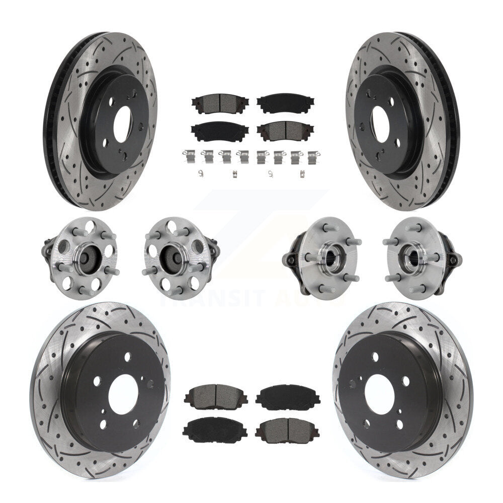 Front Rear Hub Bearings Coated Disc Brake Rotors And Pads Kit (10Pc) For Toyota RAV4 KBB-132810