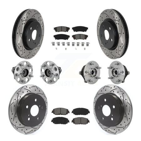 Front Rear Hub Bearings Coated Disc Brake Rotors And Pads Kit (10Pc) For Toyota RAV4 KBB-132810