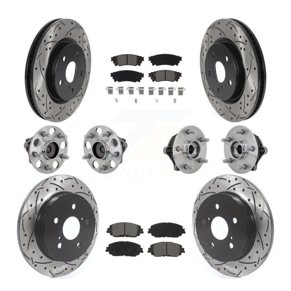 Front Rear Hub Bearings Coated Disc Brake Rotors And Pads Kit (10Pc) For Toyota RAV4 KBB-132810