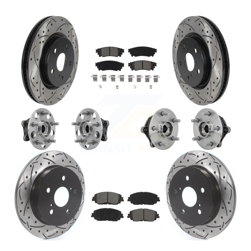 Front Rear Hub Bearing Coated Disc Brake Rotors And Pads Kit (10Pc) For Toyota RAV4 Venza KBB-132811