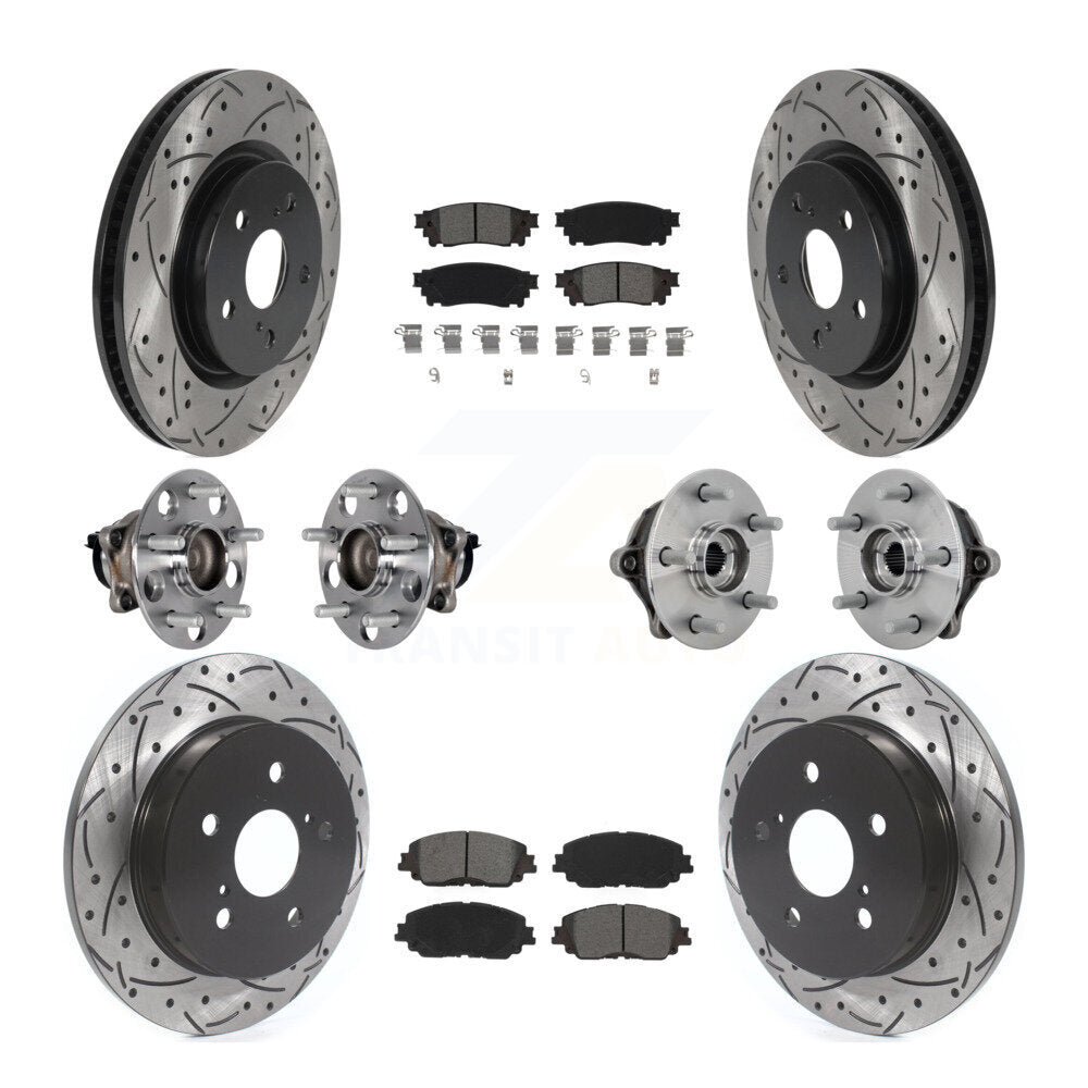 Front Rear Hub Bearings Coated Disc Brake Rotors And Pads Kit (10Pc) For Toyota RAV4 KBB-132812
