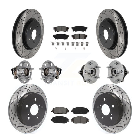 Front Rear Hub Bearings Coated Disc Brake Rotors And Pads Kit (10Pc) For Toyota RAV4 KBB-132812