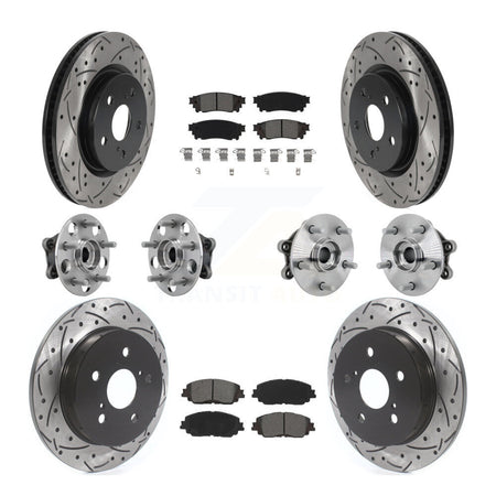 Front Rear Hub Bearings Coated Disc Brake Rotors And Pads Kit (10Pc) For Toyota RAV4 KBB-132814
