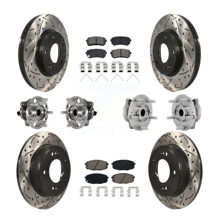 Front Rear Hub Bearings Coated Disc Brake Rotors And Pads Kit (10Pc) For Hyundai Kona KBB-132818