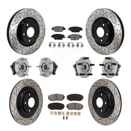 Front Rear Hub Bearing Coated Brake Rotor And Pad Kit (10Pc) For 2016-2023 Mazda CX-9 AWD KBB-132822