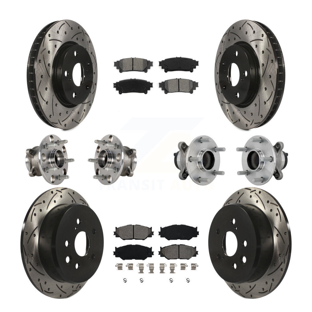 Front Rear Hub Bearing Coated Brake Rotor & Pads Kit (10Pc) For Lexus IS250 Base with RWD KBB-132824