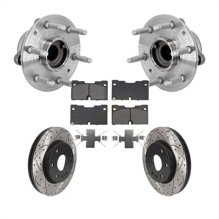 Front Hub Bearing Drill Slot Brake Rotor Pads Kit For Chevrolet GMC Silverado 1500 Sierra KBB-132830