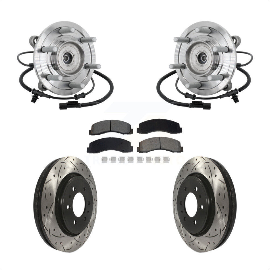 Front Hub Bearing Assembly Drill Slot Brake Rotor Pad Kit For 2018-2020 Ford F-150 Raptor KBB-132831