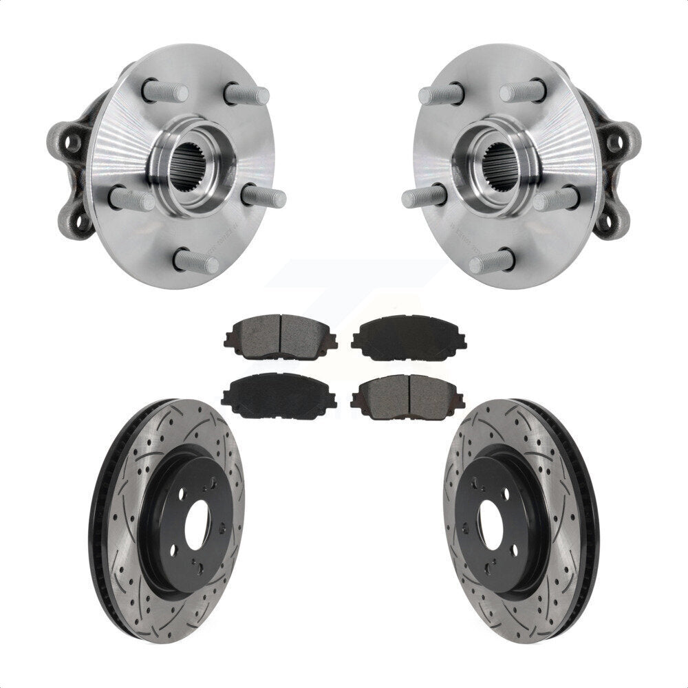 Front Hub Bearing Assembly Coated Drilled Slotted Brake Rotor And Pad Kit For Toyota RAV4 KBB-132833