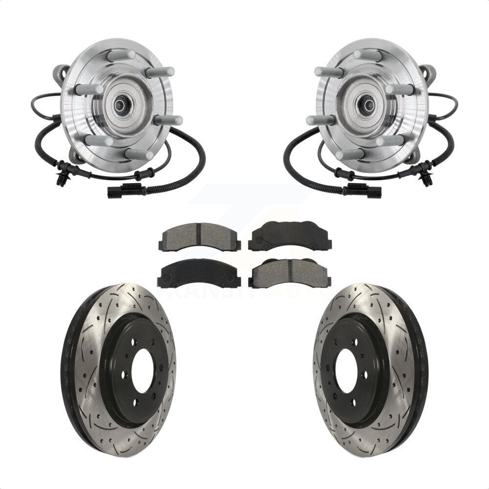 Front Hub Bearing Coat Drill Slot Brake Rotor Pad Kit For 2017 Ford F-150 Raptor with 4WD KBB-132837