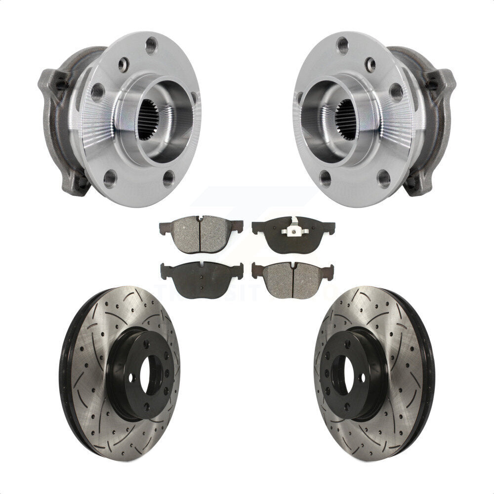 Front Hub Bearing Assembly Drill Slot Brake Rotor Pad Kit For BMW X5 X6 M12 x 1.25 Thread KBB-132839
