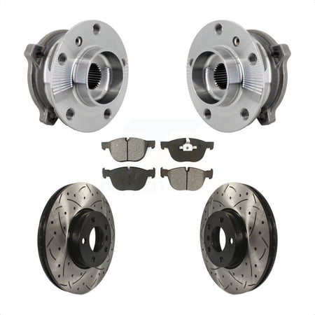 Front Hub Bearing Assembly Drill Slot Brake Rotor Pad Kit For BMW X5 X6 M12 x 1.25 Thread KBB-132839