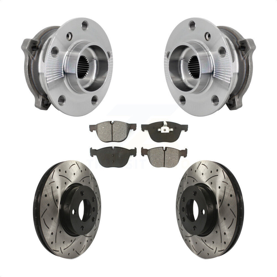 Front Hub Bearing Assembly Drill Slot Brake Rotor Pad Kit For BMW X5 X6 M12 x 1.25 Thread KBB-132839