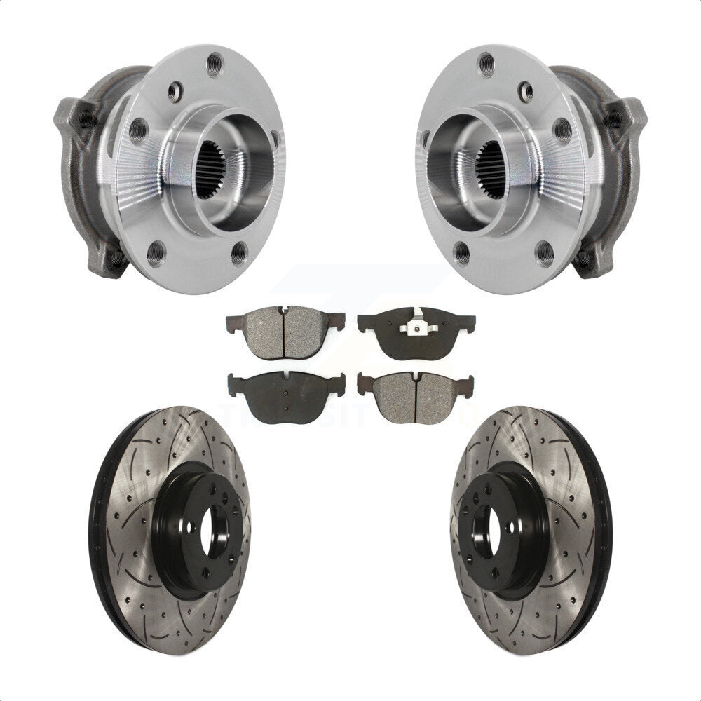Front Hub Bearing Assembly Drill Slot Brake Rotor Pad Kit For BMW X5 X6 M12 x 1.25 Thread KBB-132840