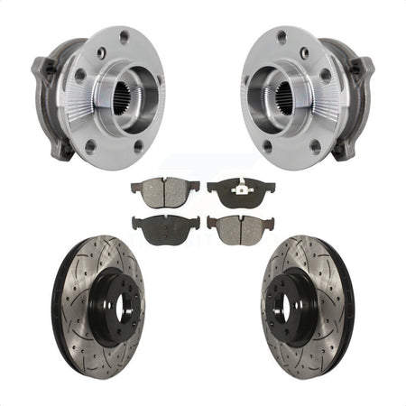 Front Hub Bearing Assembly Drill Slot Brake Rotor Pad Kit For BMW X5 X6 M12 x 1.25 Thread KBB-132840