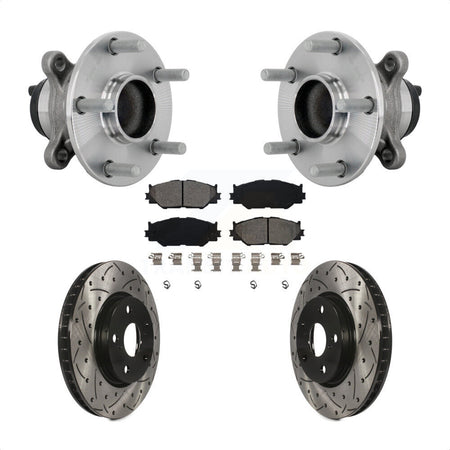 Front Hub Bearing Drill Slot Brake Rotor Pads Kit For 2014-2015 Lexus IS250 Base with RWD KBB-132844