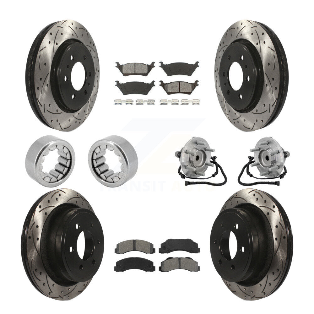 Front Rear Hub Bearing Coat Brake Rotor Pads Shoe Kit (10Pc) For 2015-2017 Ford F-150 RWD KBB-132855