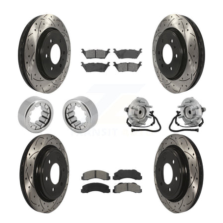 Front Rear Hub Bearing Coat Brake Rotor Pads Shoe Kit (10Pc) For 2015-2017 Ford F-150 RWD KBB-132856