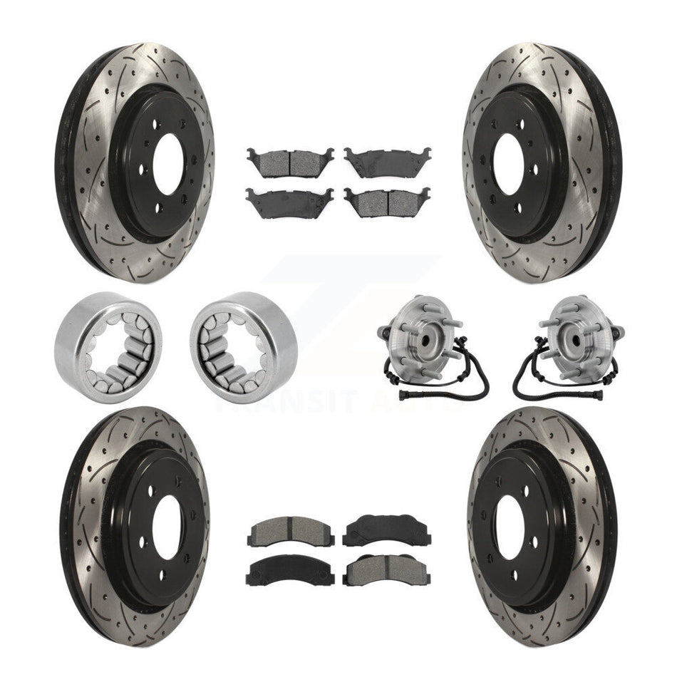 Front Rear Hub Bearing Coat Brake Rotor Pads Shoe Kit (10Pc) For 2015-2017 Ford F-150 RWD KBB-132856