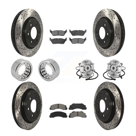 Front Rear Hub Bearings Coated Disc Brake Rotors And Pads Shoes Kit (10Pc) For Ford F-150 KBB-132858