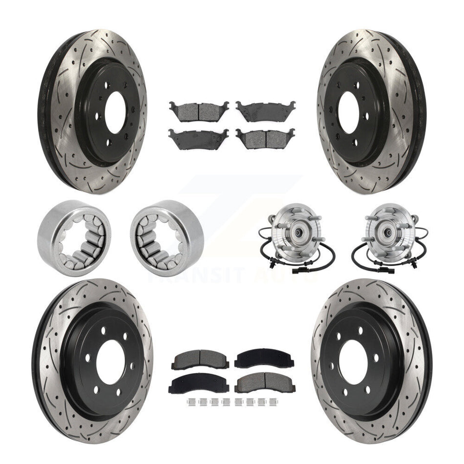 Front Rear Hub Bearing Coated Brake Rotor Pad Shoe Kit (10Pc) For 18-20 Ford F-150 Raptor KBB-132859