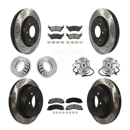 Front Rear Hub Bearing Coated Brake Rotor Pad Shoe Kit (10Pc) For 18-20 Ford F-150 Raptor KBB-132860