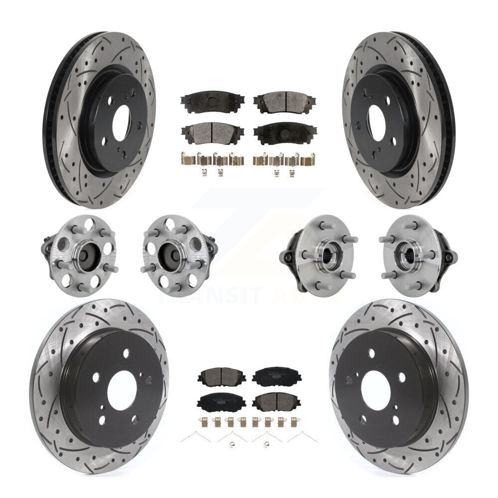 Front Rear Hub Bearing Coated Disc Brake Rotor And Ceramic Pad Kit (10Pc) For Toyota RAV4 KBB-132863