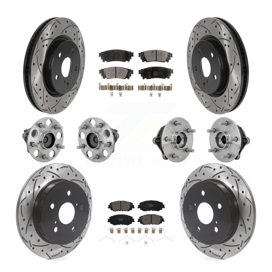 Front Rear Hub Bearing Coated Disc Brake Rotor And Ceramic Pad Kit (10Pc) For Toyota RAV4 KBB-132863