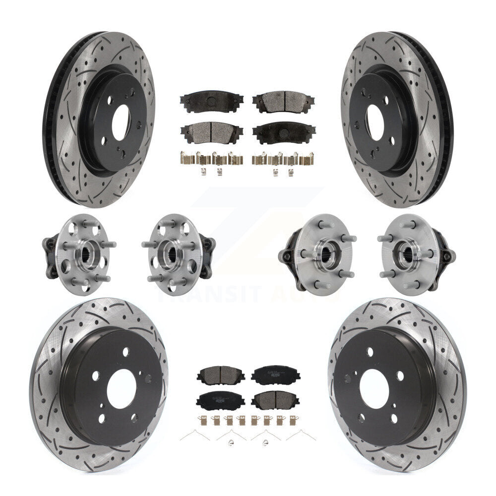 Front Rear Hub Bearing Coated Disc Brake Rotors And Pads Kit (10Pc) For Toyota RAV4 Venza KBB-132864