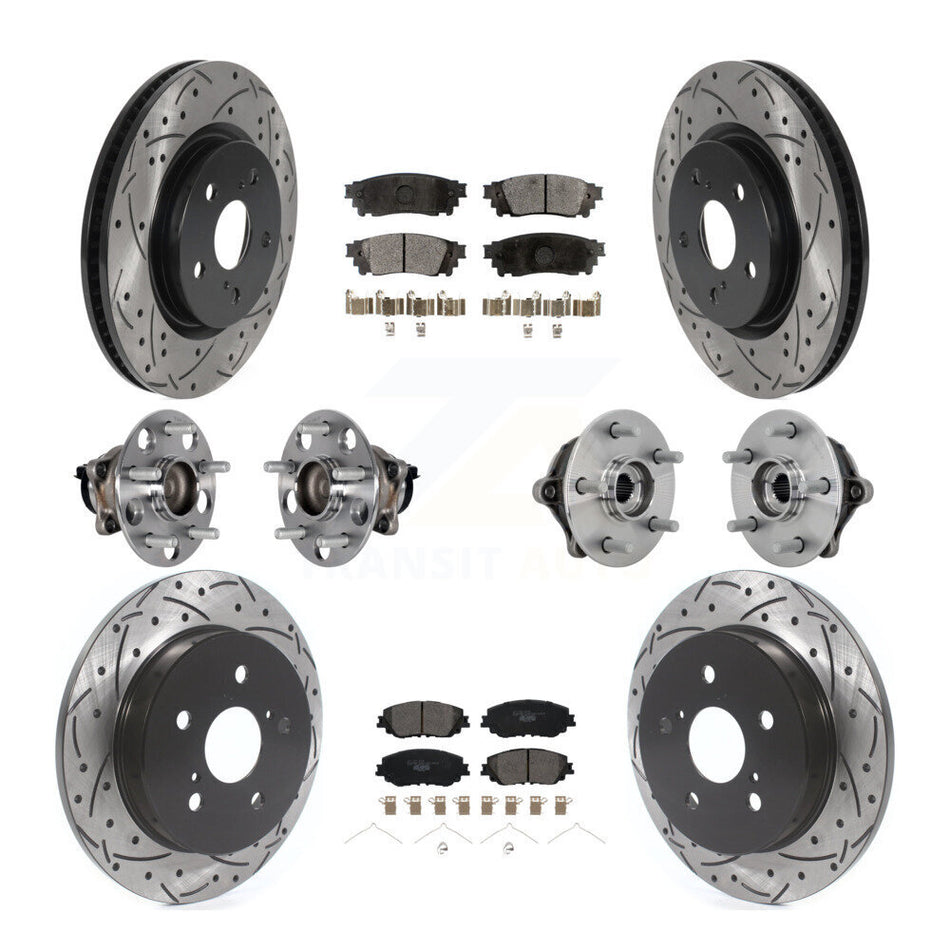Front Rear Hub Bearing Coated Disc Brake Rotor And Ceramic Pad Kit (10Pc) For Toyota RAV4 KBB-132865