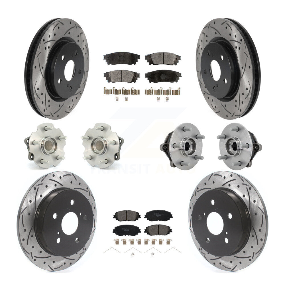 Front Rear Hub Bearing Coated Disc Brake Rotor And Ceramic Pad Kit (10Pc) For Toyota RAV4 KBB-132866