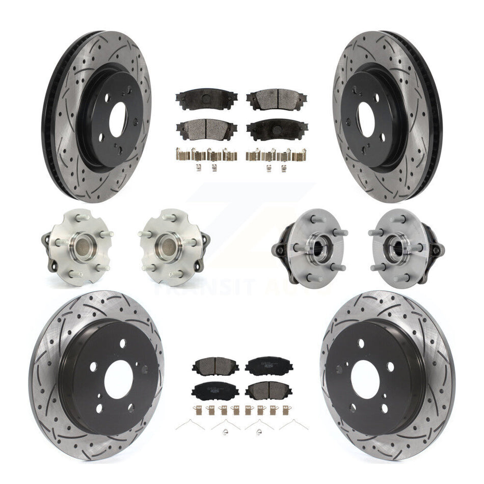 Front Rear Hub Bearing Coated Disc Brake Rotor And Ceramic Pad Kit (10Pc) For Toyota RAV4 KBB-132866