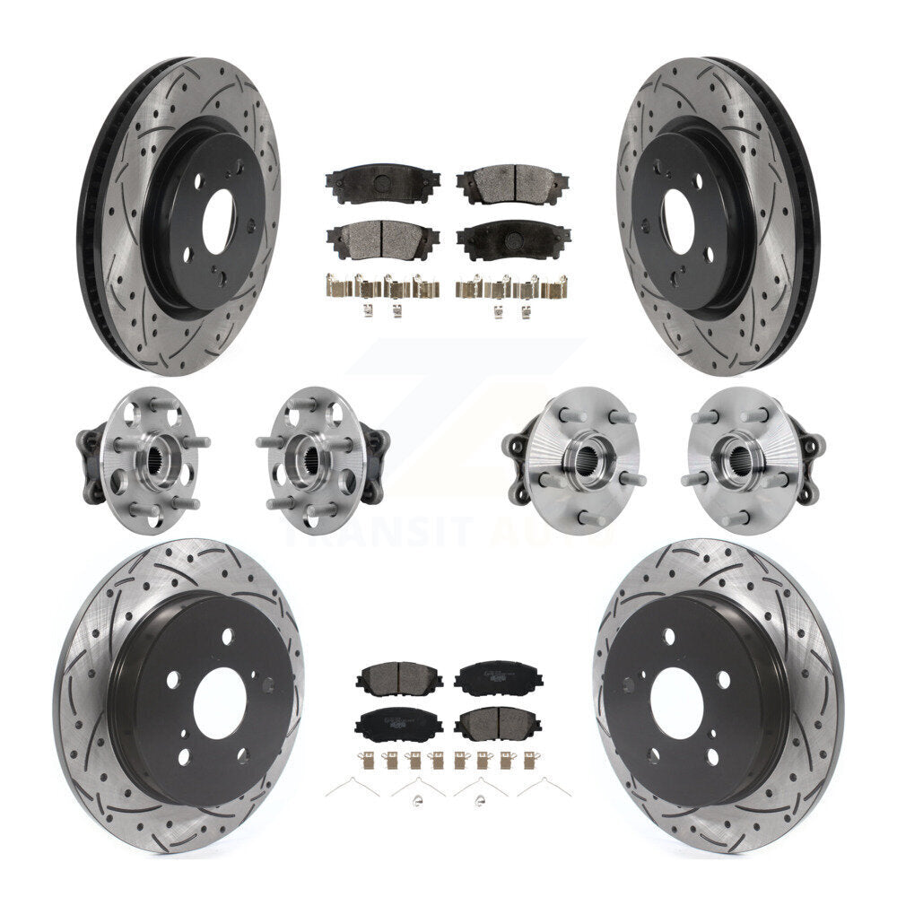 Front Rear Hub Bearing Coated Disc Brake Rotor And Ceramic Pad Kit (10Pc) For Toyota RAV4 KBB-132867