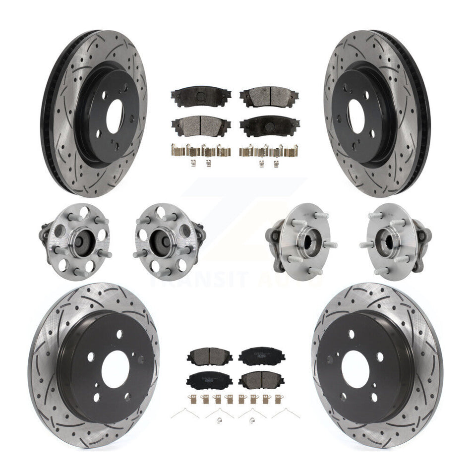 Front Rear Hub Bearing Coated Disc Brake Rotor And Ceramic Pad Kit (10Pc) For Toyota C-HR KBB-132870