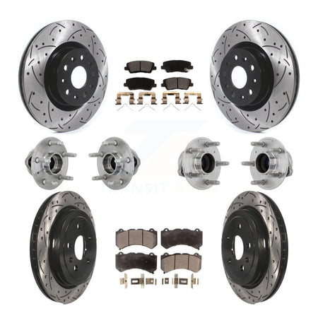 Front Rear Hub Bearings Coated Disc Brake Rotors And Pads Kit (10Pc) For Cadillac CTS KBB-132874