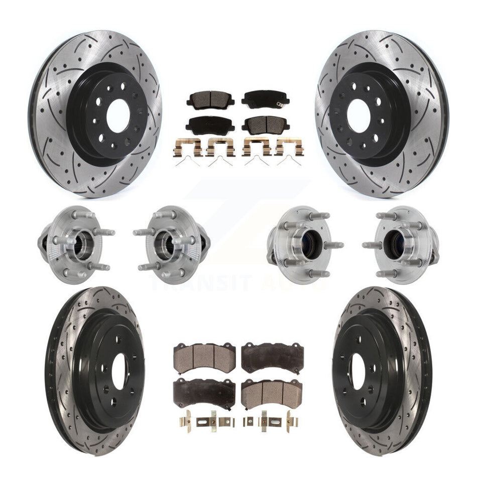 Front Rear Hub Bearings Coated Disc Brake Rotors And Pads Kit (10Pc) For Cadillac CTS KBB-132874