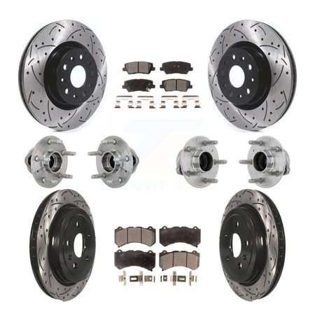 Front Rear Hub Bearings Coated Disc Brake Rotors And Pads Kit (10Pc) For Cadillac CTS KBB-132875
