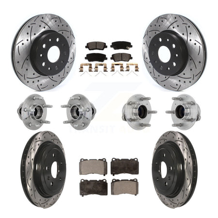 Front Rear Hub Bearings Coated Disc Brake Rotors And Pads Kit (10Pc) For Cadillac CTS KBB-132881
