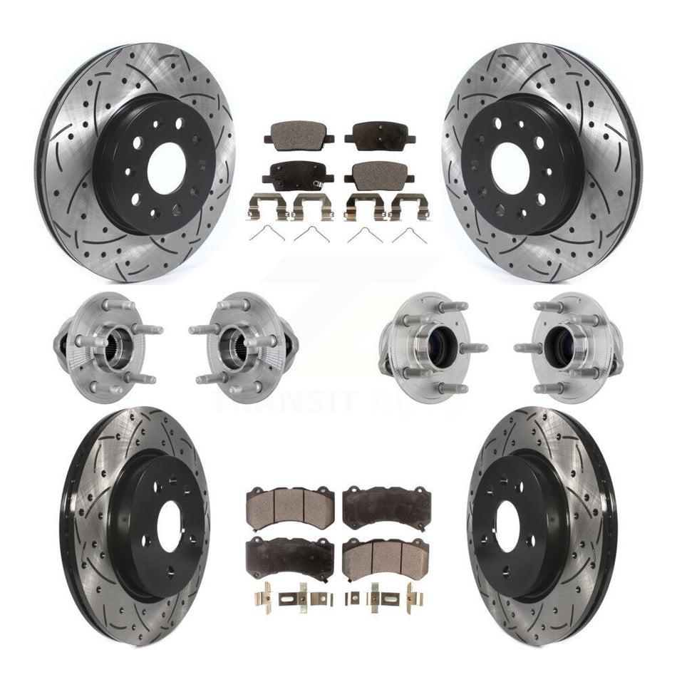 Front Rear Hub Bearing Coated Disc Brake Rotor Pads Kit (10Pc) For Chevrolet Camaro LT LS KBB-132883