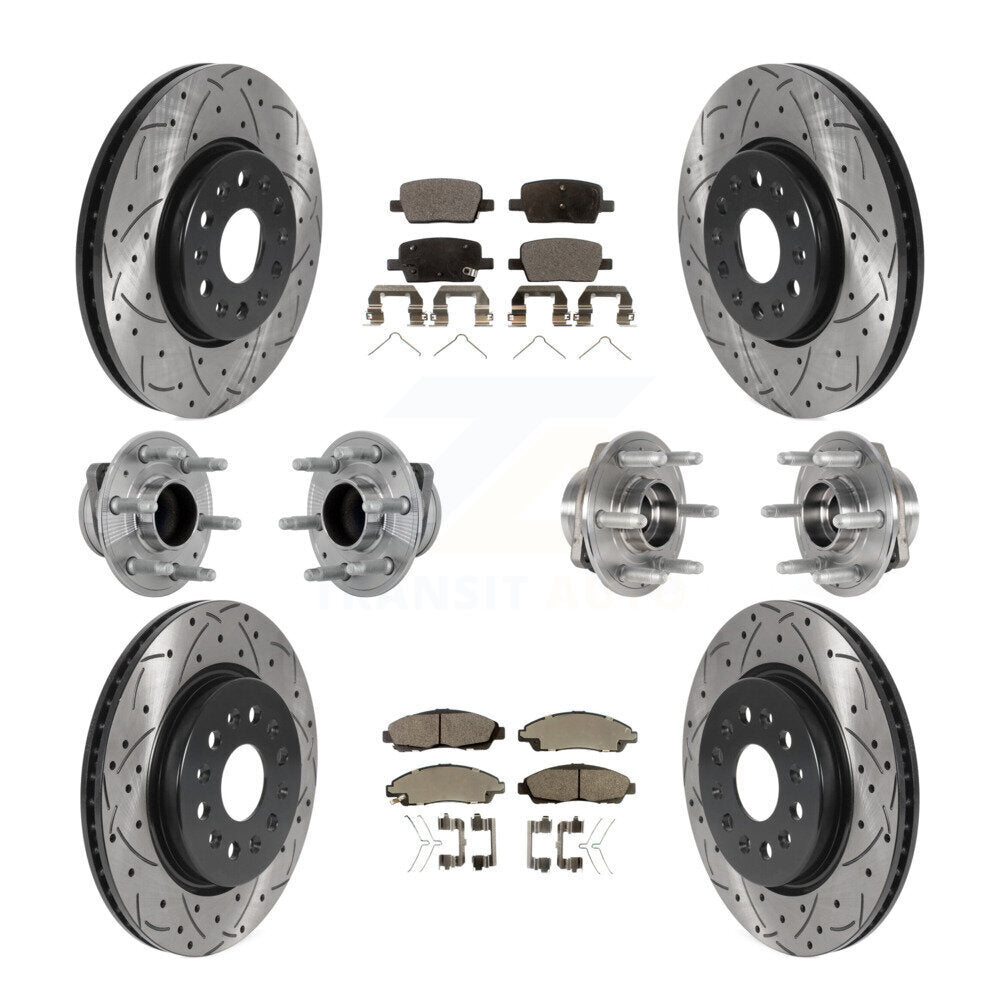 Front Rear Hub Bearing Coat Brake Rotor Pads Kit (10Pc) For Chevrolet Traverse GMC Acadia KBB-132887