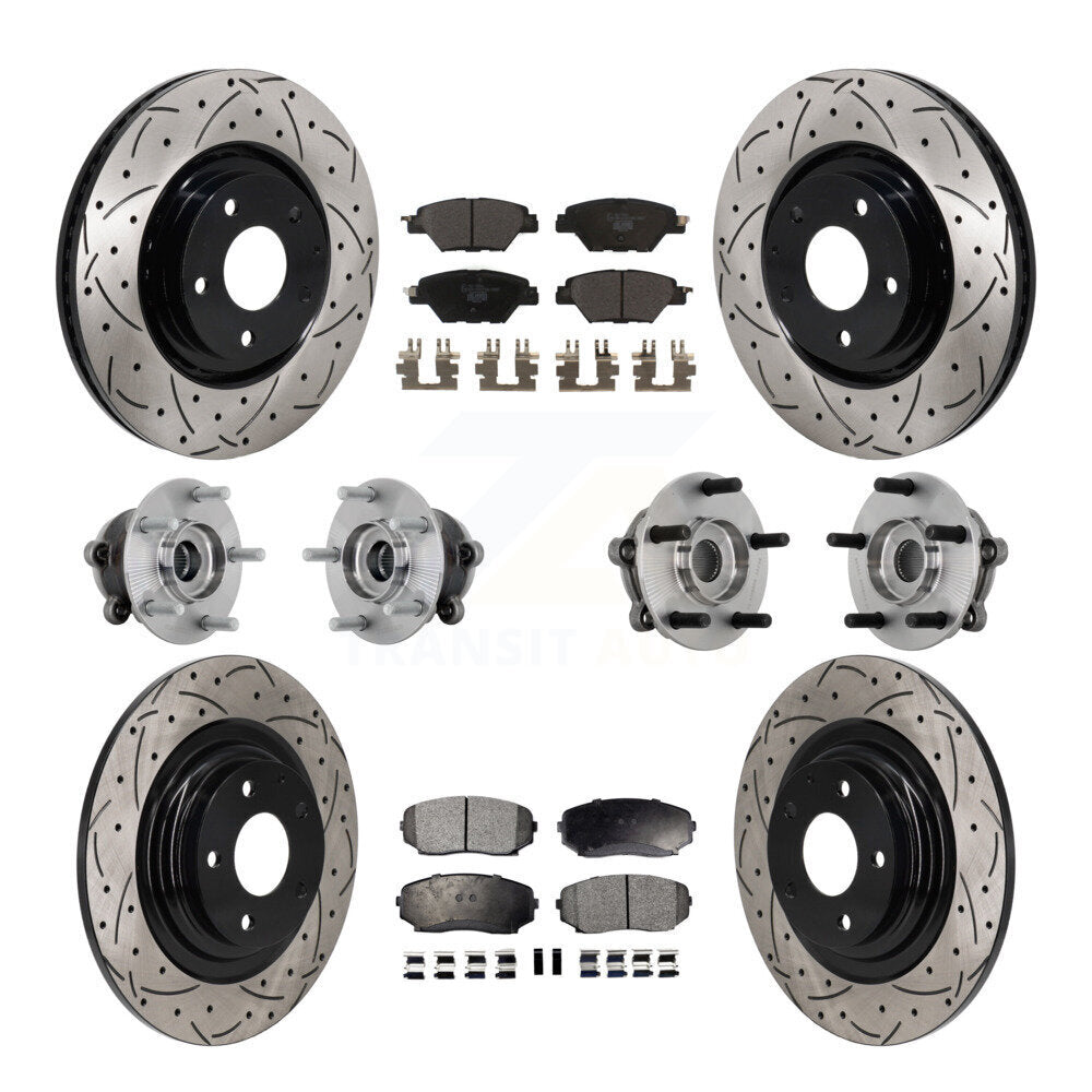 Front Rear Hub Bearing Coated Brake Rotor And Pad Kit (10Pc) For 2016-2023 Mazda CX-9 AWD KBB-132889
