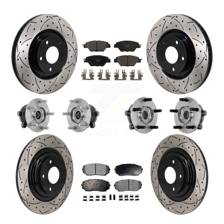 Front Rear Hub Bearing Coated Brake Rotor And Pad Kit (10Pc) For 2016-2023 Mazda CX-9 AWD KBB-132889
