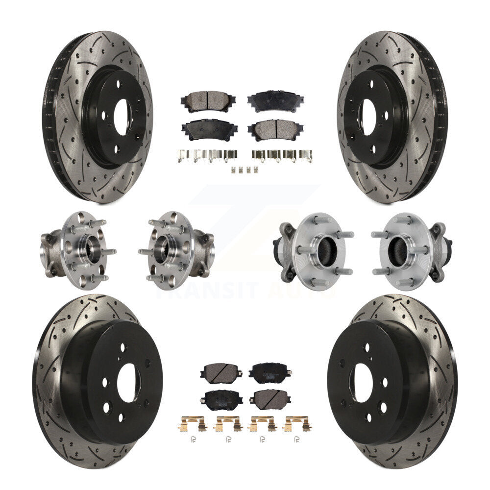 Front Rear Hub Bearing Coat Brake Rotor Pad Kit (10Pc) For 2014 Lexus IS250 Base with RWD KBB-132890