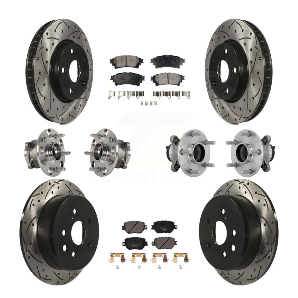 Front Rear Hub Bearing Coat Brake Rotor Pad Kit (10Pc) For 2014 Lexus IS250 Base with RWD KBB-132890