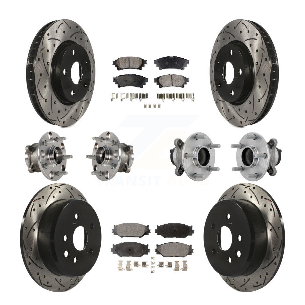 Front Rear Hub Bearing Coated Brake Rotor & Pads Kit (10Pc) For Lexus IS250 Base with RWD KBB-132891
