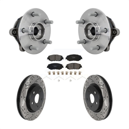 Front Hub Bearing Assembly Coated Drilled Slot Brake Rotor Pads Kit For Toyota RAV4 Venza KBB-132899