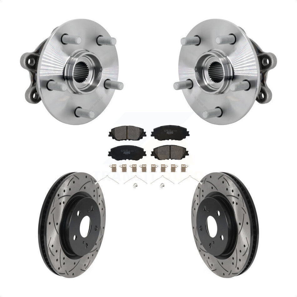 Front Hub Bearing Assembly Coated Drilled Slotted Brake Rotor And Pad Kit For Toyota RAV4 KBB-132900