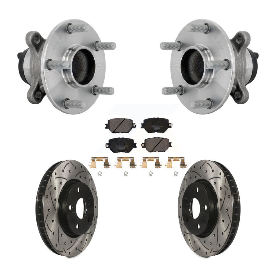 Front Hub Bearing Drill Slot Brake Rotor Pads Kit For Lexus IS250 Without F Sport Package KBB-132903