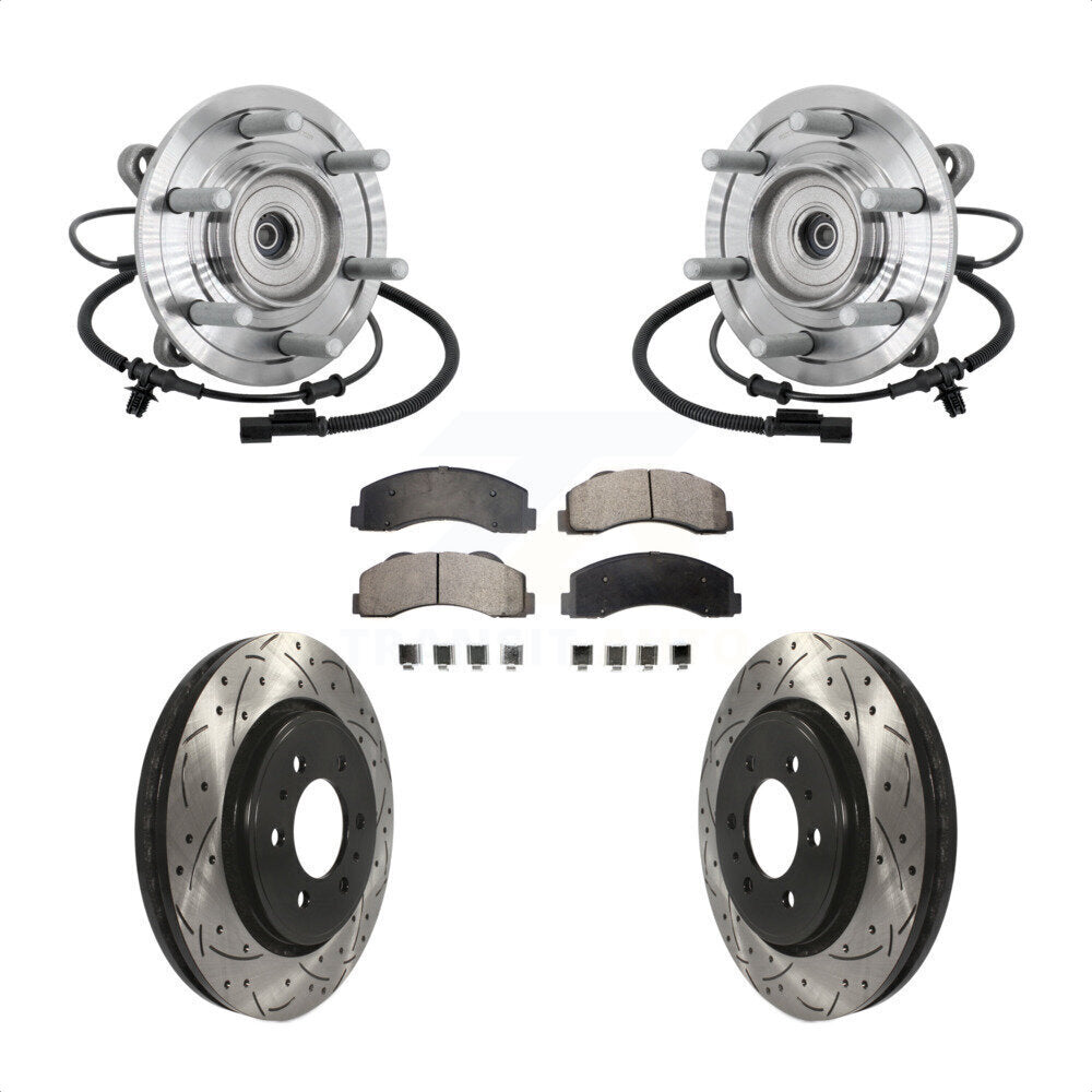 Front Hub Bearing Coat Drill Slot Brake Rotor Pad Kit For 2017 Ford F-150 Raptor with 4WD KBB-132911